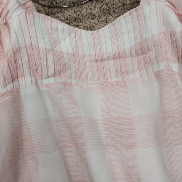3503 Size Large POL Puff Sleeve Cream and Pink Lined Dress. NWT - Picture 5 of 9